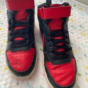 Nike Kids Black and Red High-Top Sneakers